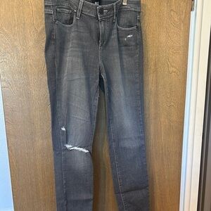 PAIGE Gray Skinny Distressed Jeans
